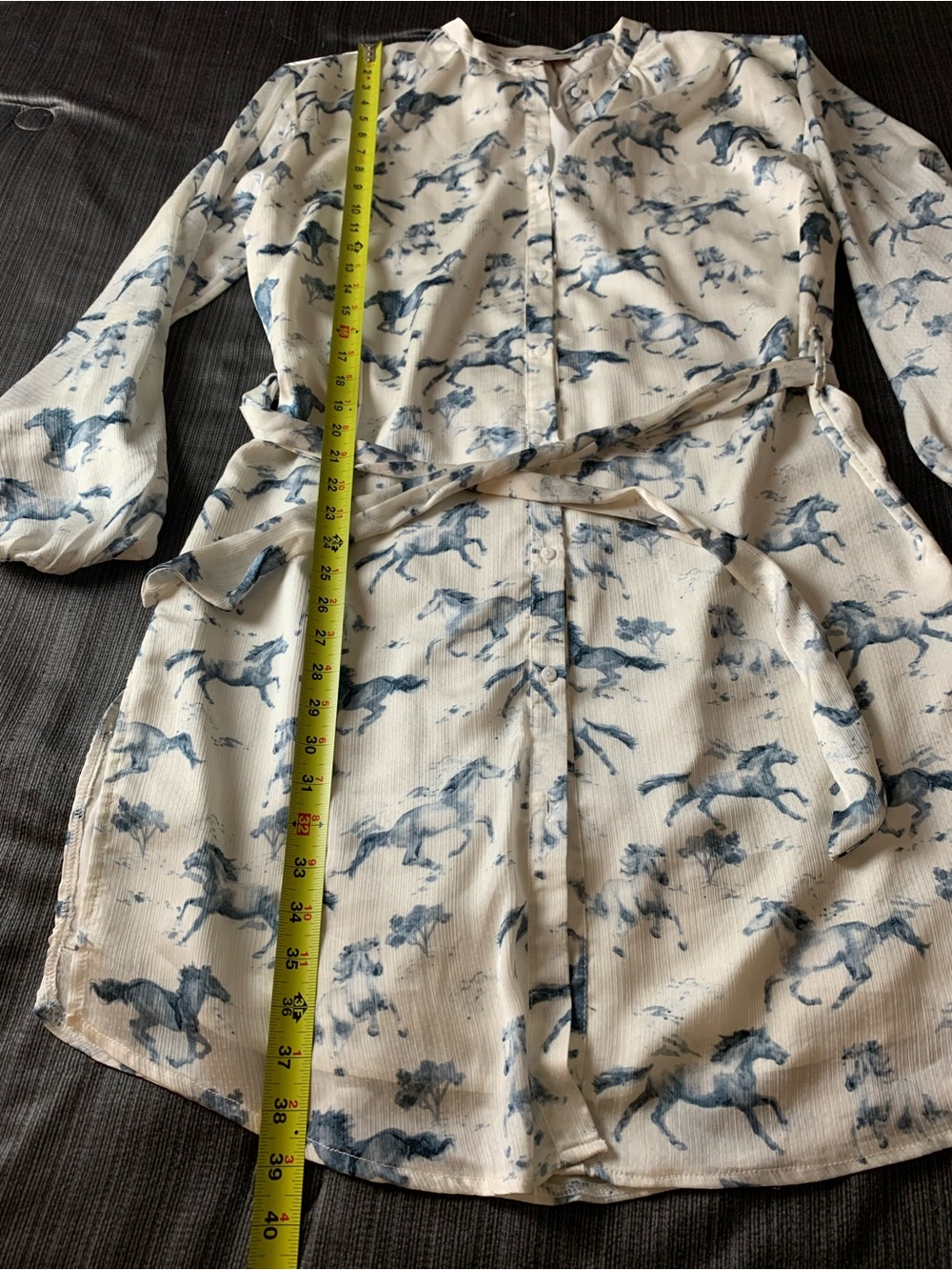 elizabeth crosby horse dress White Blue Large - Picture 15 of 15